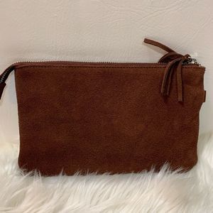 Made in LA suede zip makeup/wristlet bag.